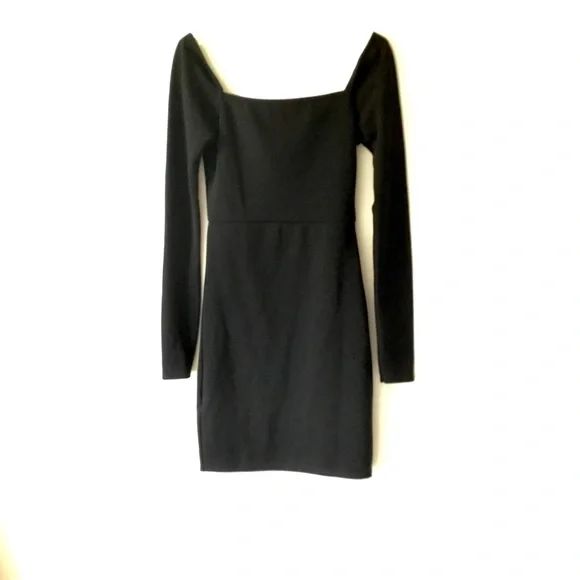 Nasty Gal Long Sleeve Faux Wrap Black Mini Dress Size 4 - Picture 3 of 8